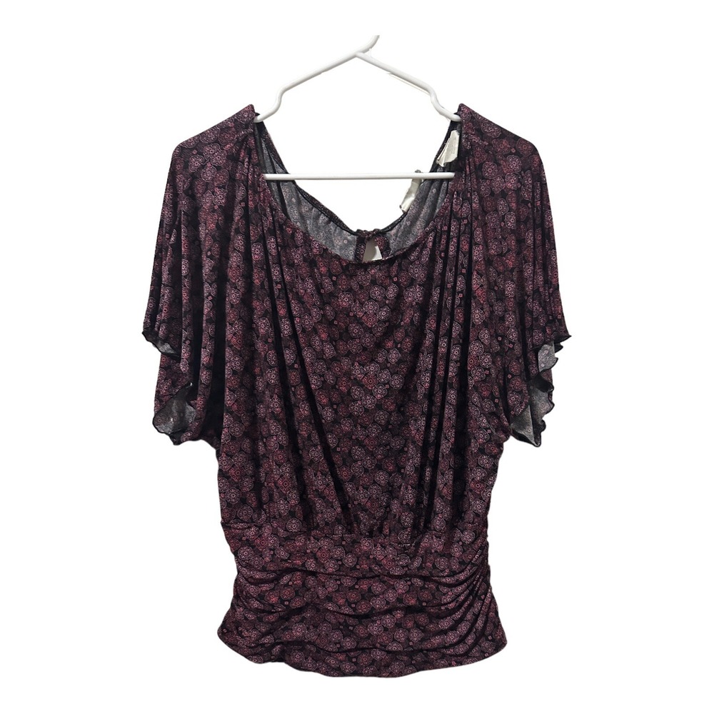 Worthington Petite Large Dolman Blouse Multicolor Stretch Peplum Scoop Neck PL